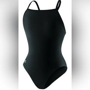 Speedo Endurance+ Flyback One Piece Swimsuit Black NWOT Size 8/24